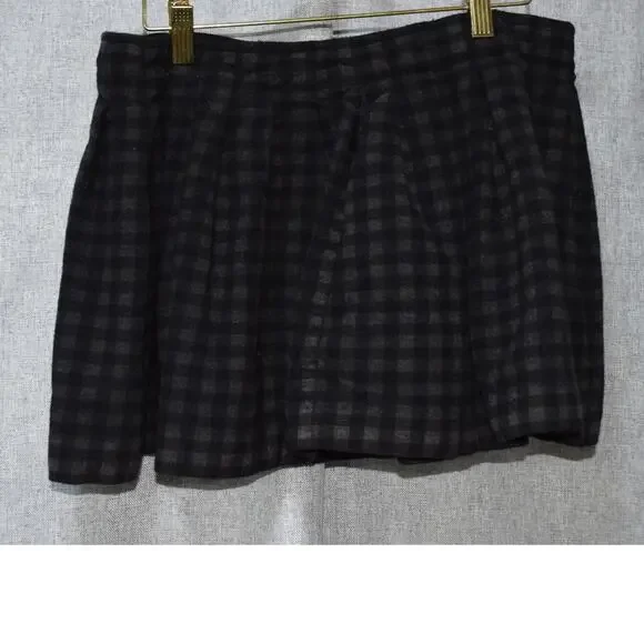 Theory Black Wool Check Mini Skirt Size 8 - Picture 1 of 2